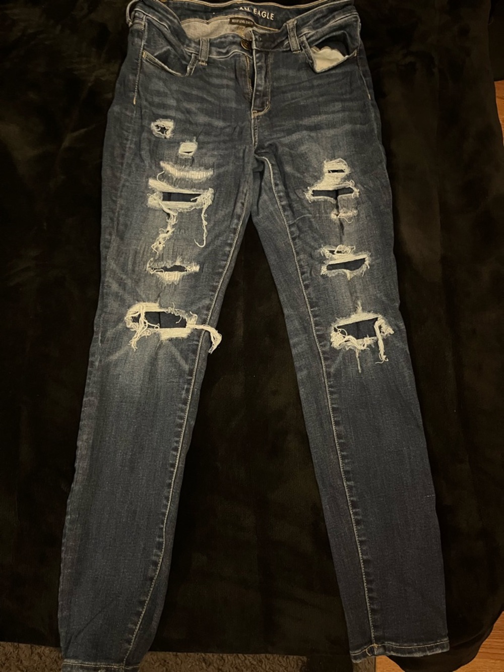 American Eagle Outfitters Distressed Skinny Jeans - Blue